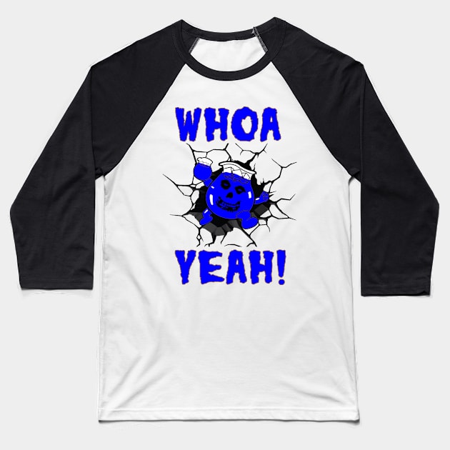 Ghoul Aid - Whoa Yeah! Crimson Ghost Mashup Blue Baseball T-Shirt by Controlled Chaos